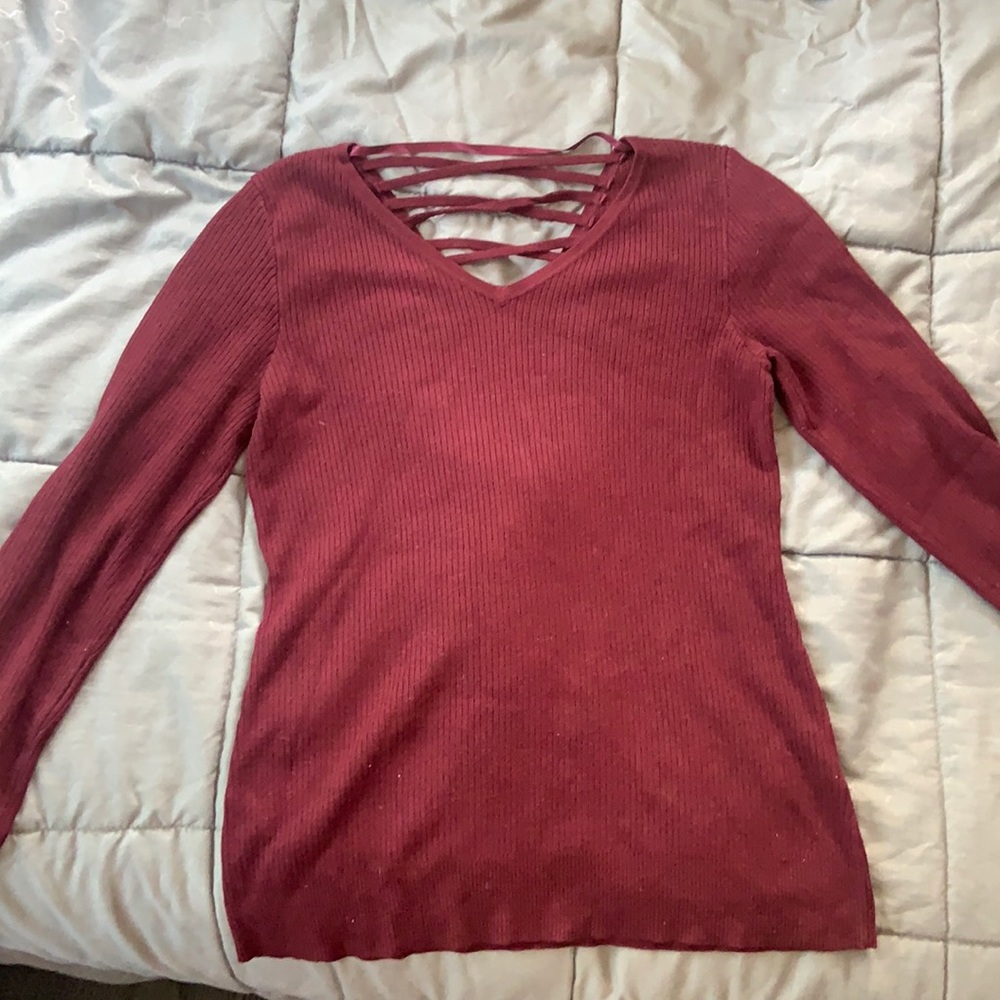 Sweater with lace up back